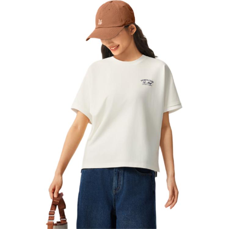 Li Ning Sports Lifestyle Series Casual Eenvoudig Letter Ronde Hals Pullover Losse Korte Mouw T-Shirt Dames T-Shirt Gebroken Wit AHSV464-4