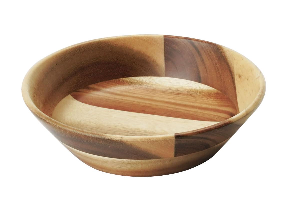 Yamako Salad Acacia x Natural 32554 Plate, Wood, Approx. 14 3.8cm, Finish,