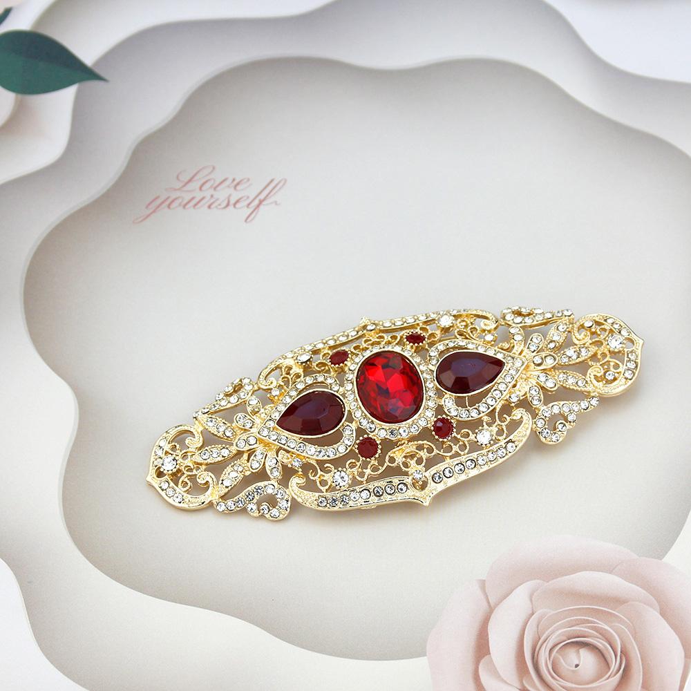 Women's Coffee Necklace Gold Large Crystal Bridal Jewelry Brooch