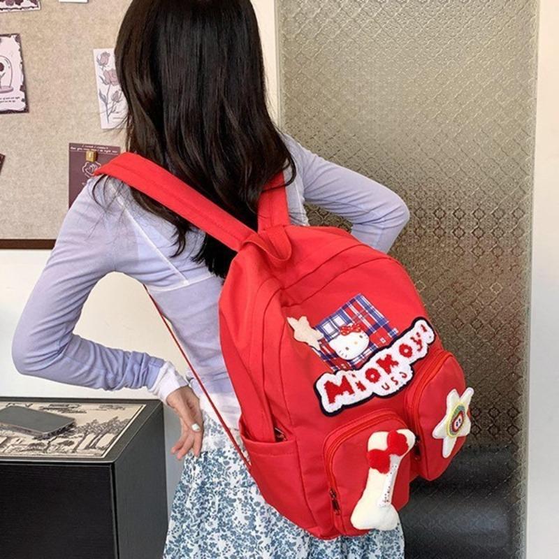 New Versatile Elementary School Backpack Women's Red Cute Cat Soft Girl Student Backpack Niche Star School Bag