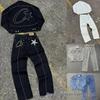 Set Giacca di Jeans Unisex di Alta Qualità con Logo Corteiz Alcatraz Ricamato