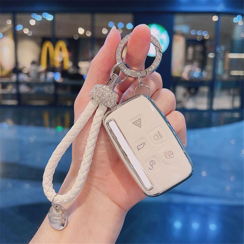 TPU Car Key Case Remote Cover Shell Holder Chian Fob For Land Rover New RangeRover Sport Evoque Freelander Velar Discovery LR5