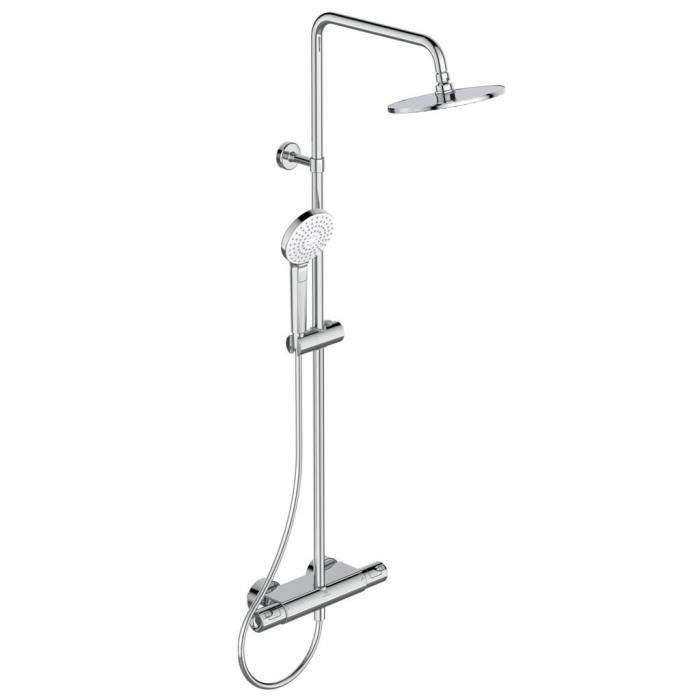 Colonne de douche thermostatique avec tablette - CERATHERM T50 - Pomme de tête 20 cm + Douchette 11 cm 3J - Ideal Standard