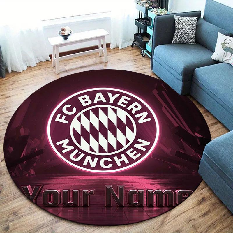 FC Bayern Munchen Custom Name Round Area Rug,Carpet Rug for Living Room Bedroom Sofa Playroom Decor,Non-slip Floor Mat