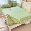 Warm Peach Velvet Clip Skirt Three-Piece Princess Style Lace Bedspread Thickened Short Plush Anti-Slip Mattress Protector Dream Bedding Set