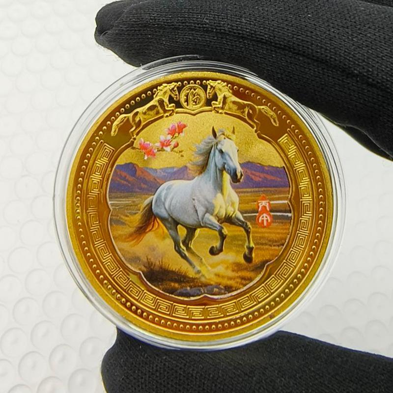 Year Of The Horse Chinese Coins Lucky Animal Horse Commemorative Coins Metal Collection 2026  Year Souvenir Gift