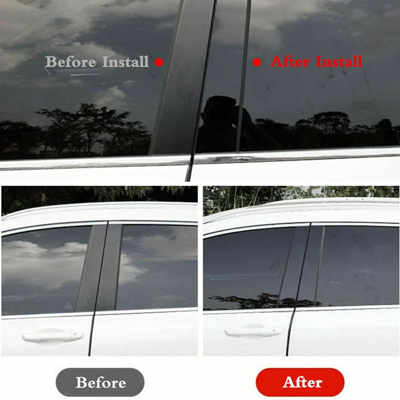 Car Pillar Posts Window Door Moulding Trims Cover Stickers Decal Glossy Black Exterior Accessories Fit For Honda Civic 2012-2015