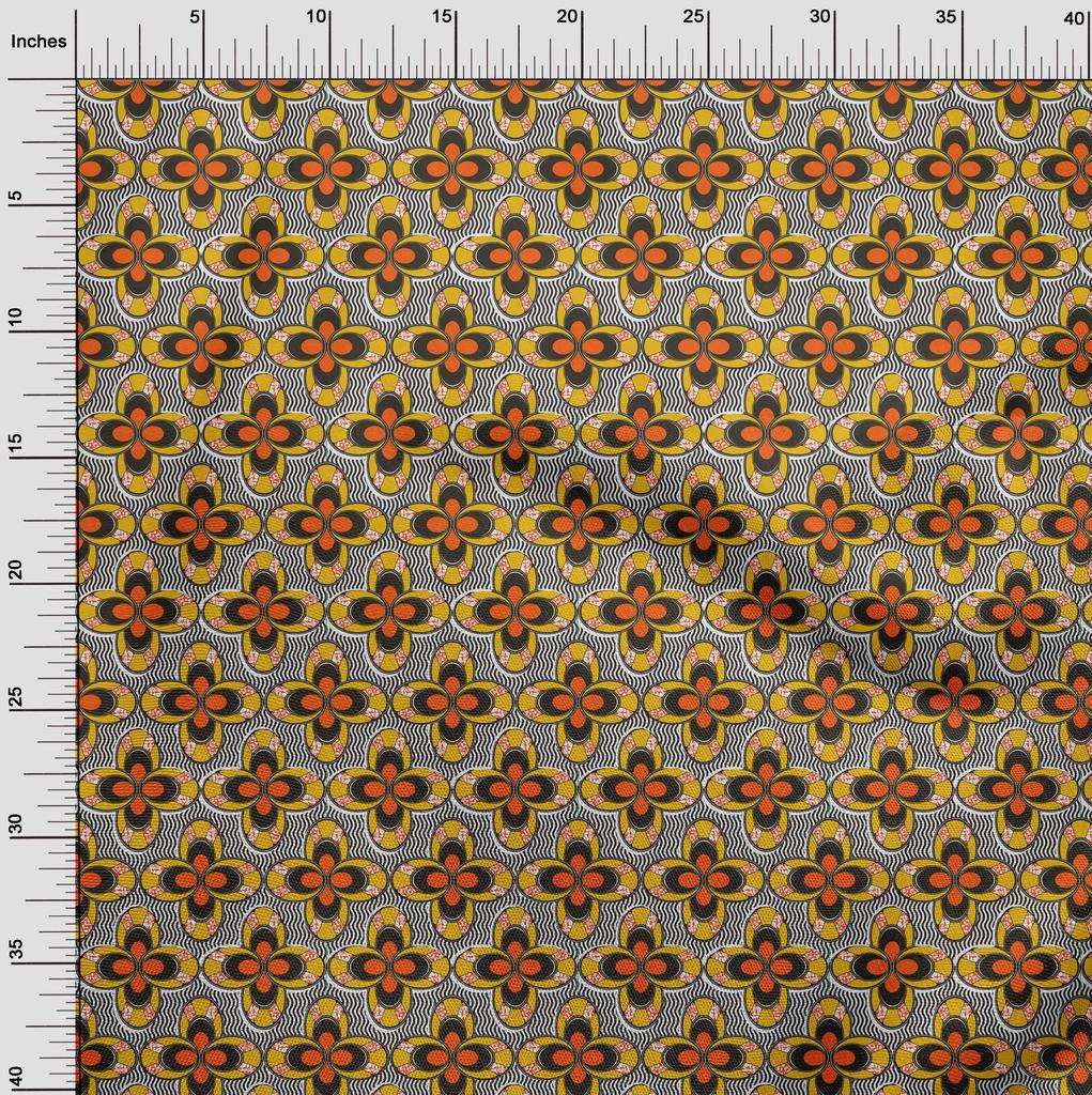 oneOone Cotton Flex Green Fabric African Sewing Material Print Fabric by The Yard 40 Inch
