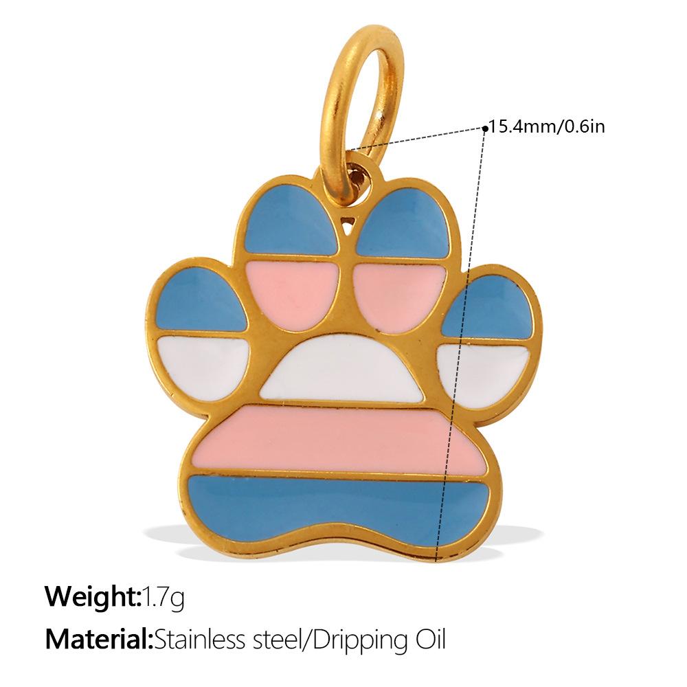  2Pcs Cartoon DIY Stainless Steel Drip Dog Paw Print Pendant Handmade Accessory Jewelry Gold Plated Charm Wholesale