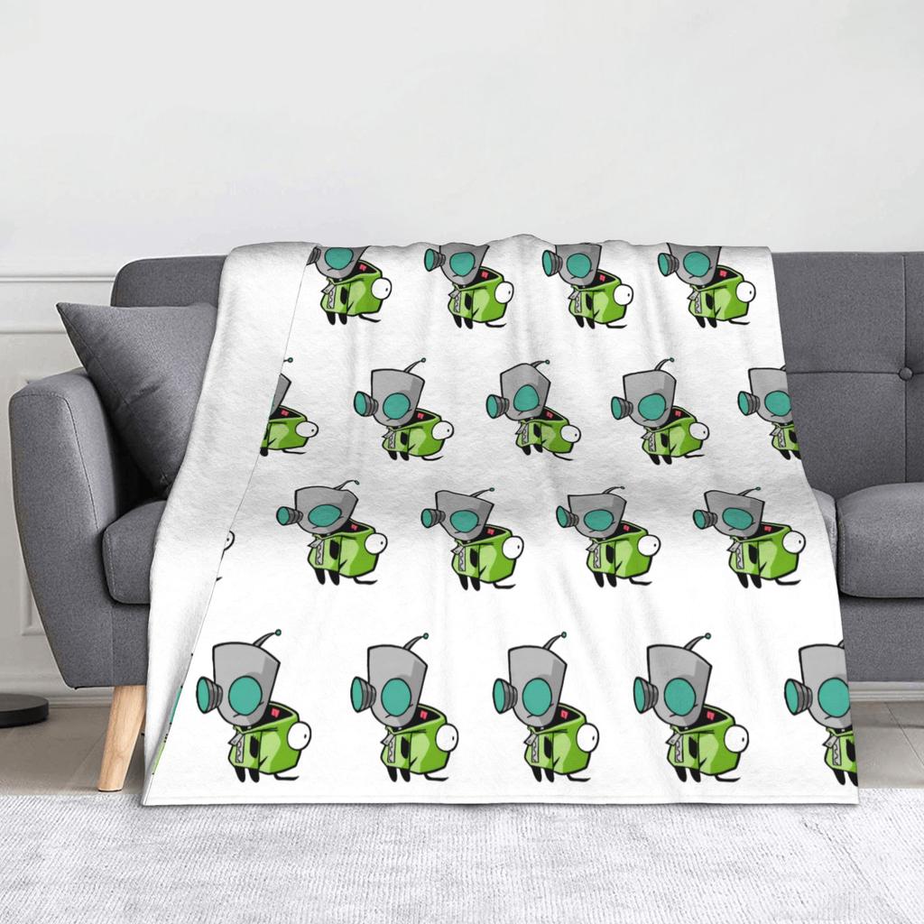 Invader Zim Gir Cartoon Wool Blankets  Awesome Throw Blanket for Home 150*125cm Rug Piece