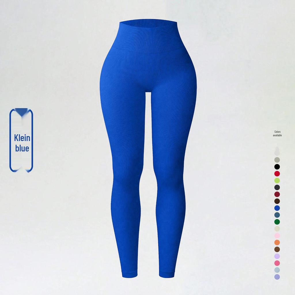 Ribbed High-Waist Seamless Yoga Pants - European/American Autumn/Winter Fitness Leggings