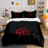 Black Bedding Set with Red Geometric Design Bedding Set (1 Duvet Cover, 2 Pillowcases, Duvet Not Included)