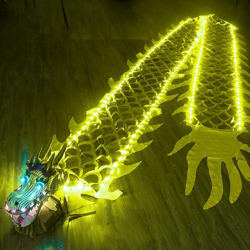 Kinder Chinesischer Drachentanz Requisiten Mit Licht Drache 3M Einseitig Kinder Festival Schulaufführung Tanz Neujahrs Tanzband 5M