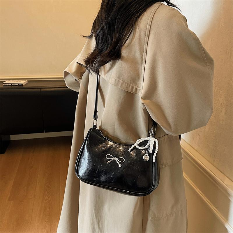 Schultertaschen Schleife Designer Handtaschen Anhänger senden Mode PU Handtaschen Reißverschluss Pendeltasche Achseltasche für Damen