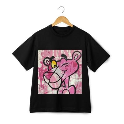 T-shirt Grafica Pantera Rosa Street Art – Maglietta Stile Schizzo Graffiti Retrò
