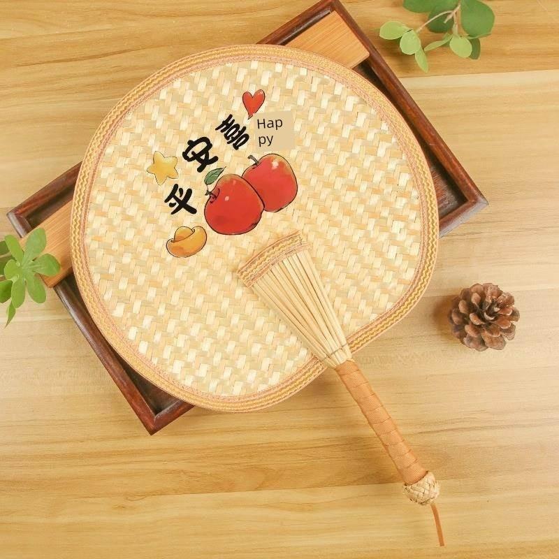 Durable Old-Fashioned Hand-Woven Bamboo Fan for Children and Babies, Portable Winter Vintage Banana Leaf Fan