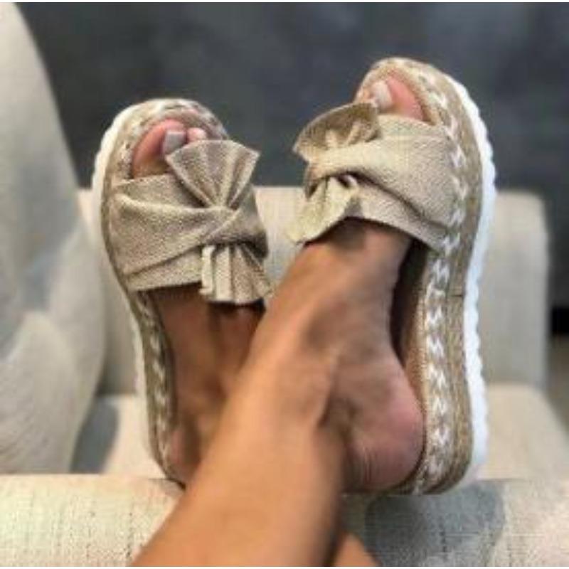 Fashion New Fashion Summer Popular Wedge Women's Sandals Cute Bow Decoration Comfortable Low Heel Women's Shoes Size35-43 Zapatos Mujer