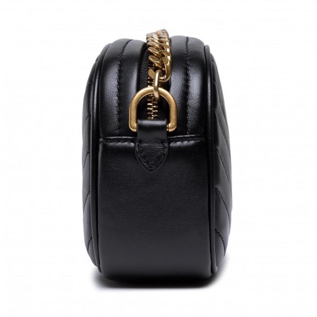 Tory Burch TB Kira Quilted Chain Strap Camera Bag Women Shoulder Bag Black Gold 90450-001
