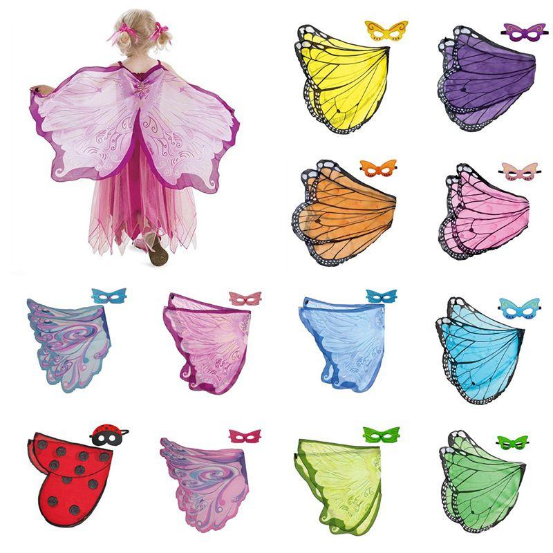 Halloween Childrens Butterfly Wings Cape Cloak With Mask Elf Dress Up Costume