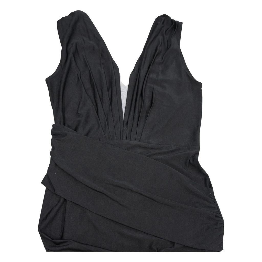 Mote Damekjole Ensfarget V-hals Ermeløs Plissert Lange Kjoler