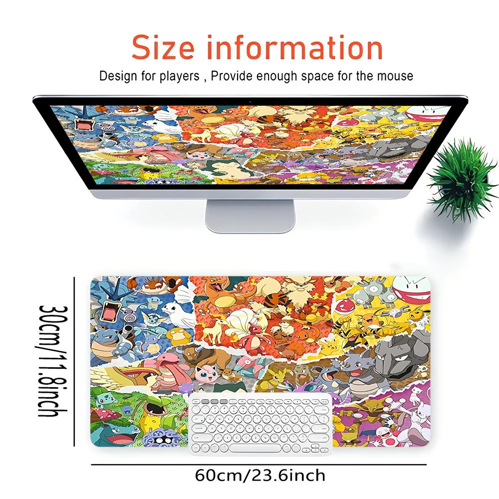 Pokemon Character Collage Large Gaming Mouse Pad Nonslip Rubber Base Waterproof Desk Mat For Office Pc Laptop