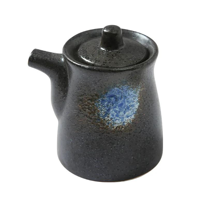 Japanese Retro Ceramic Oil Pot Household Kitchen Utensils Seasoning Pot Oil Vinegar Seasoning Bottle Kitchen Ceramic Tableware