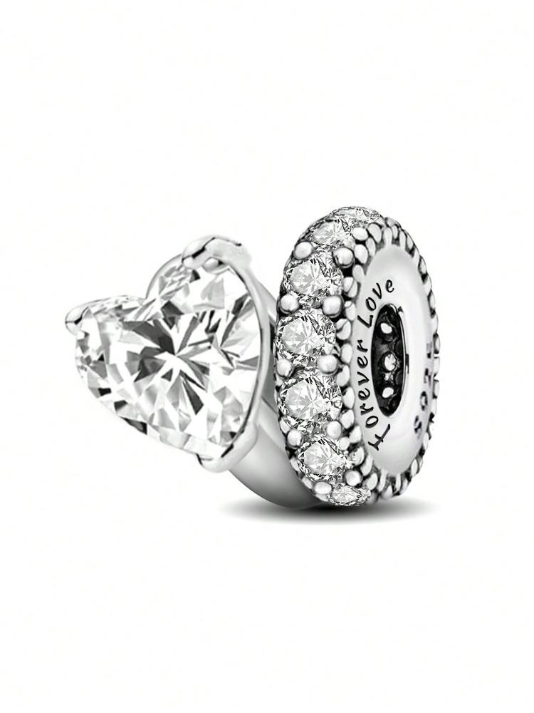 Copper Hollow Out Double Heart Starry Energy Stone Pendant Charm Ball Suitable For Bracelets Diy Women'S Jewelry