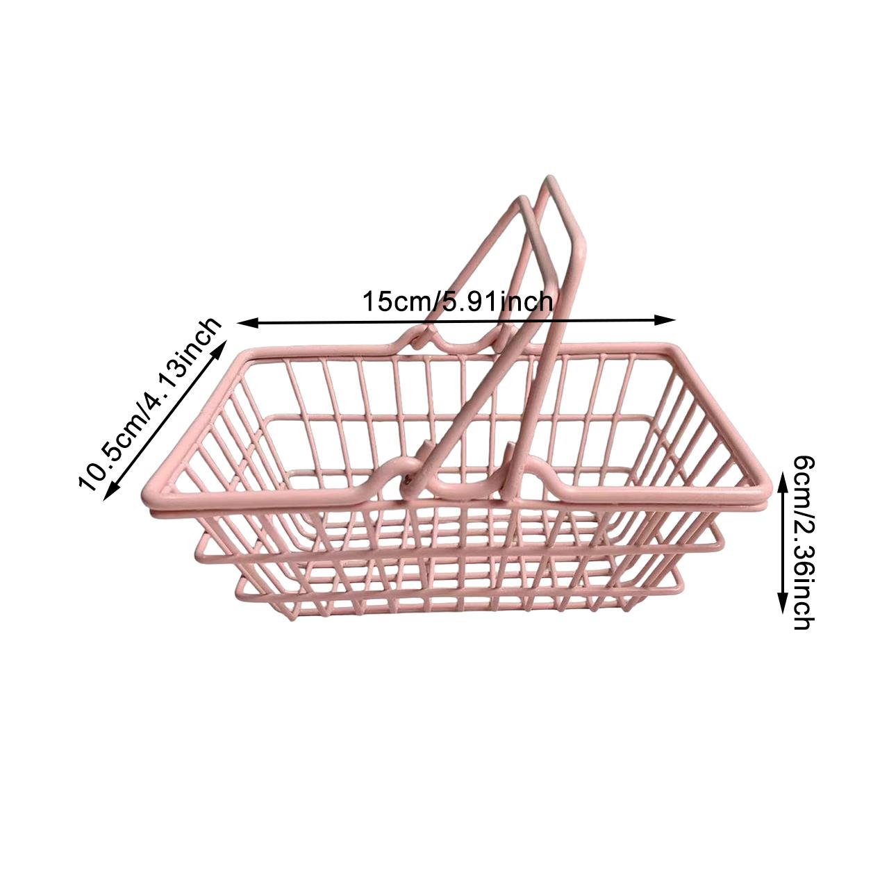 

Nordic Style Mini Handy Storage Basket with Handle Cute Desktop Organizer for Dorm Room Student PP Material