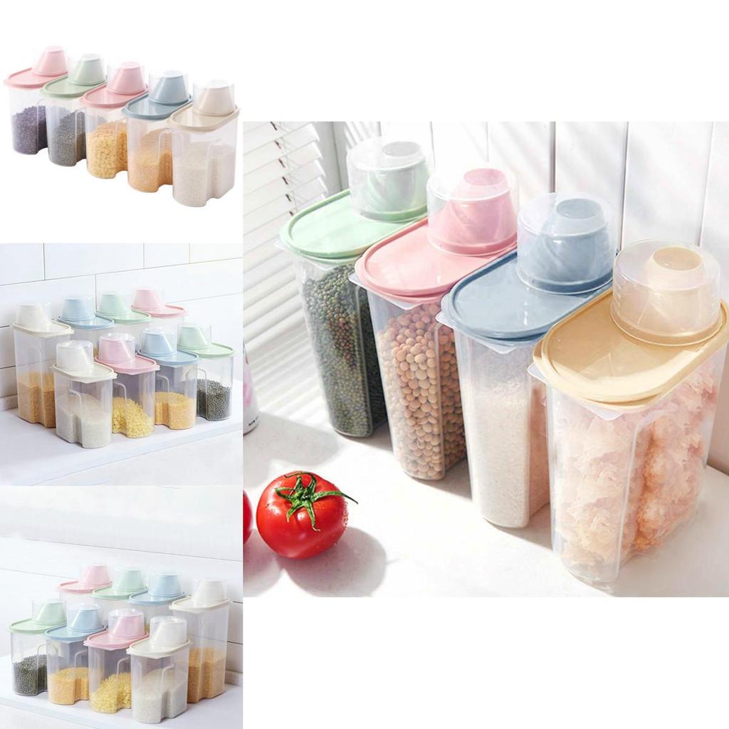 Recipiente Duráveis e Transparentes 4x Dispensador de Cereais para Armazenamento de Alimentos Secos 2.5l