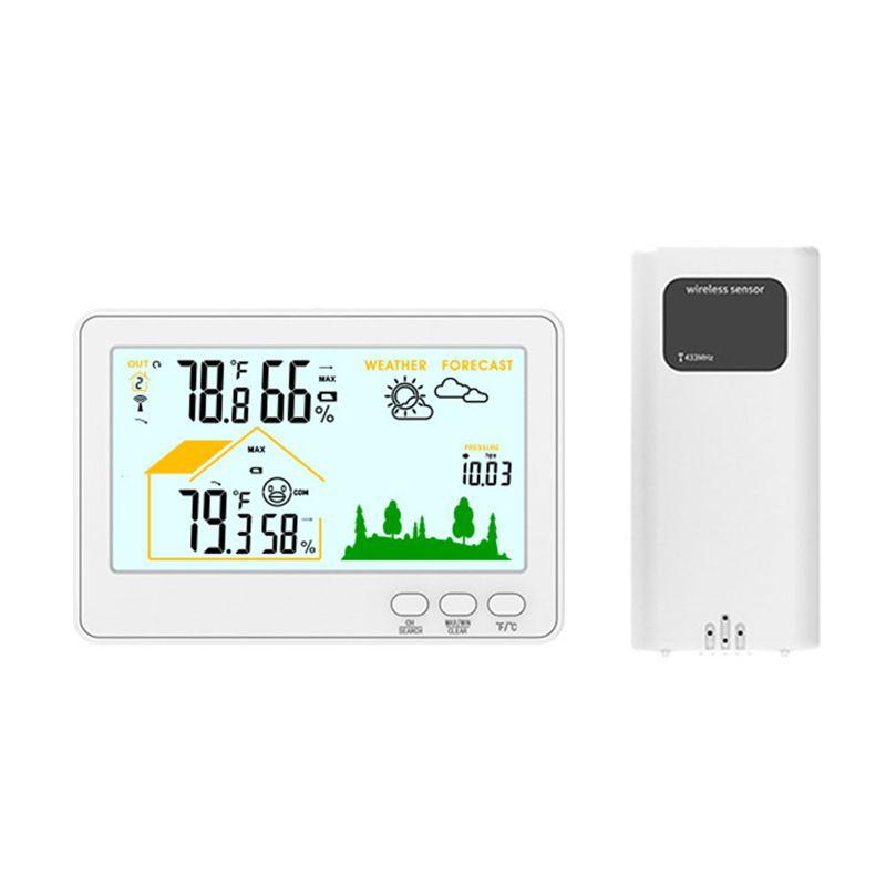 

AEE4-Indoor Outdoor Thermometer And Hygrometer Wireless Weather Stations With 328Ft/100M Range, Temperature And Humidity білий