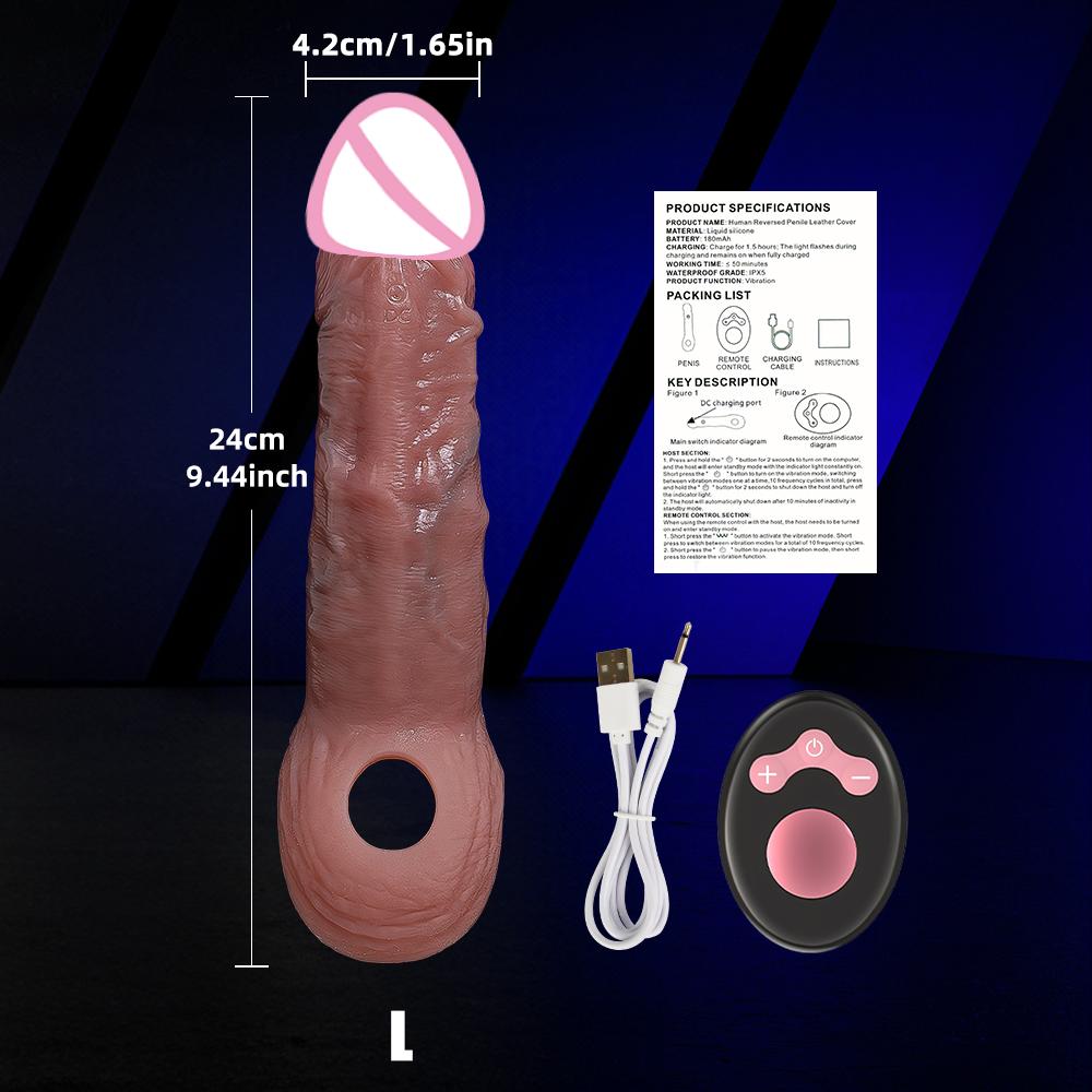 1/10 Vibration Dick Ring Penis Enlargement Sleeve Silicone Sex Toy Enhancer Cover Extension