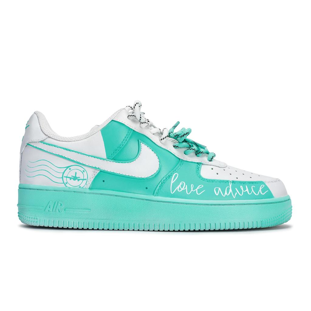 Nike Air Force 1 Rutschfeste Low-Top Skateboard-Schuhe Unisex Weiß Tiffany CW2288-111(Team80-SBOX)