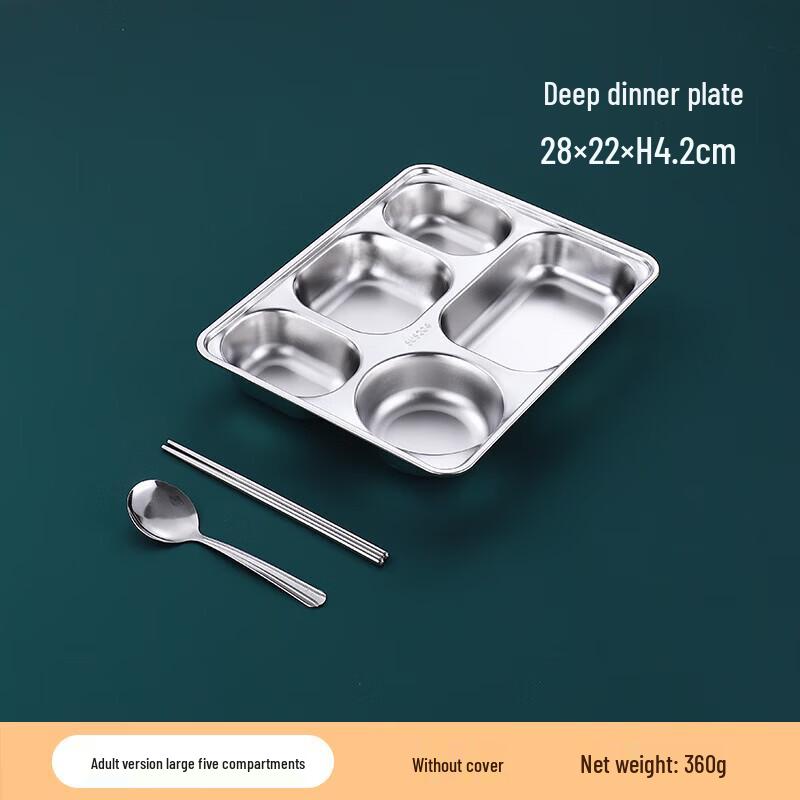 Stainless Steel Compartment Meal Tray with Lid