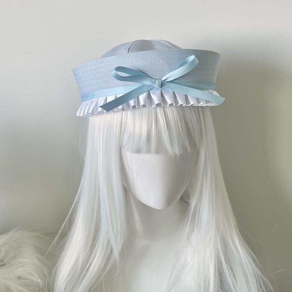 Ruffle Sailor Hat Dome Navy Cap Retro JK Bow Beret  Travel