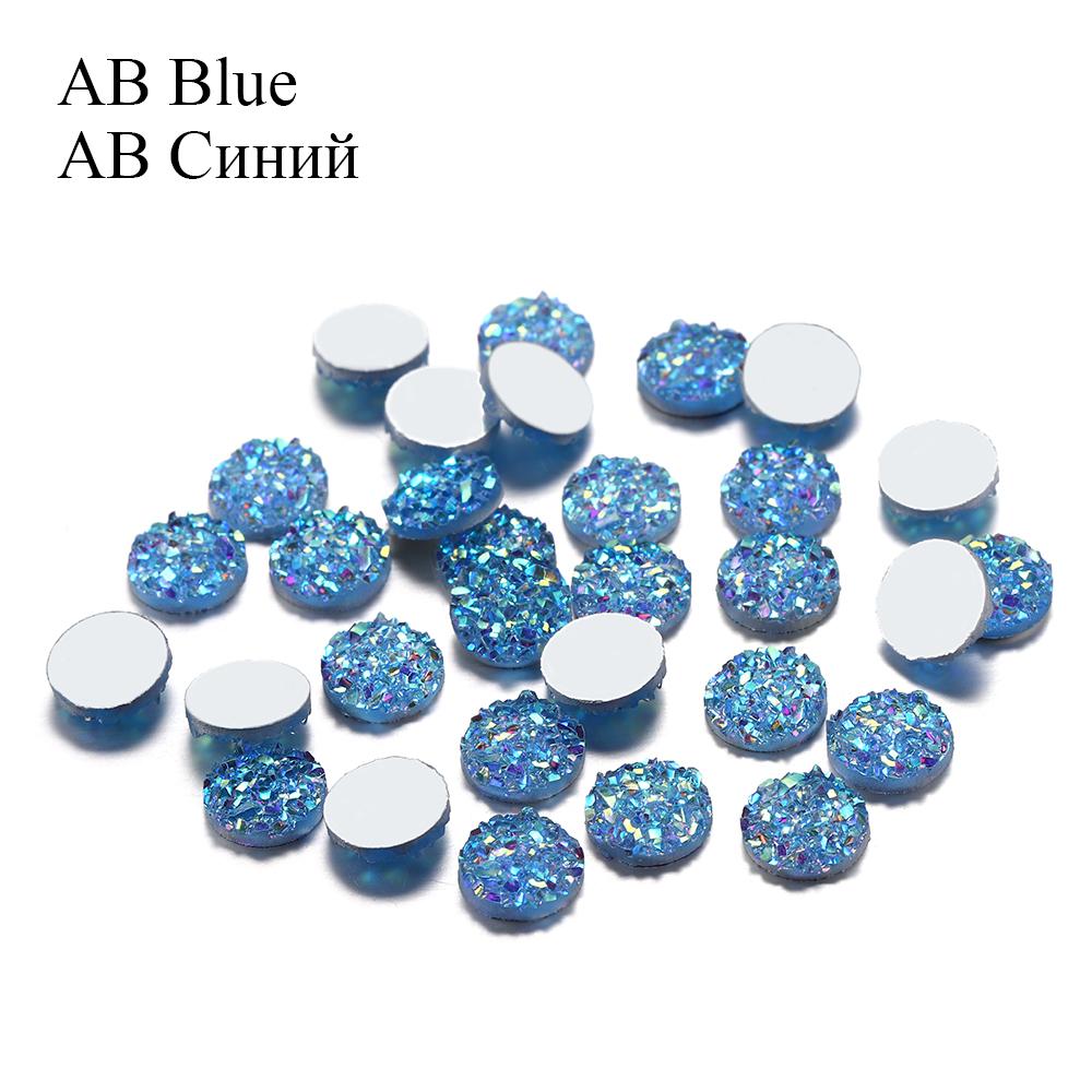 50Pcs/Lot 8mm Mix Colors Natural Ore Style Cabochons Convex Flat Back Resin Half Round Cabochons For DIY Jewelry Making Supplies