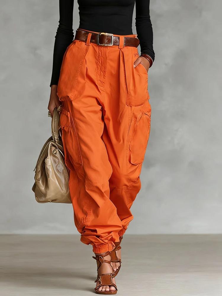 Beige Utility Wide Leg Pants
