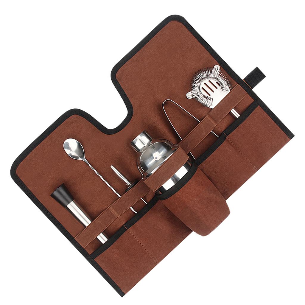 Canvas Cocktail Set Carry Bag Portable Folding Roll Strap Professional Mixology Bartender Bag for Camping Outdoor