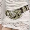 Leopard Print Full Diamond High Elastic Waist Seal for Women Light Asian Shibuya Hot Girl Style Slim Belt for Women