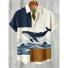 Men's Summer Short-sleeved Shirt Fun Ocean Theme 3D Printed Shirt Hawaiian Vacation Casual Outdoor Men's and Women's Shirt