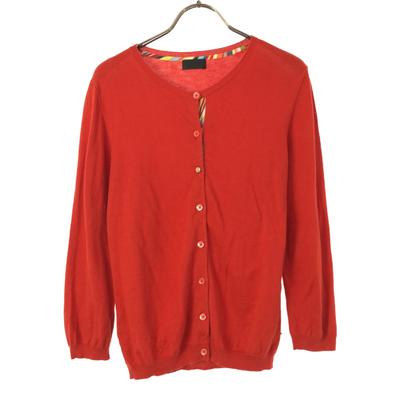 Paul Smith BLACK Long Sleeve Cotton Knit Cardigan M Red Women Used