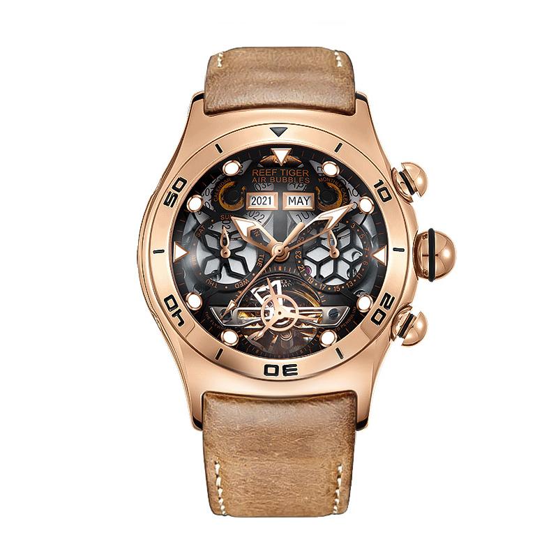 

Hollow mechanical watch belt waterproof night light multifunctional watch for men