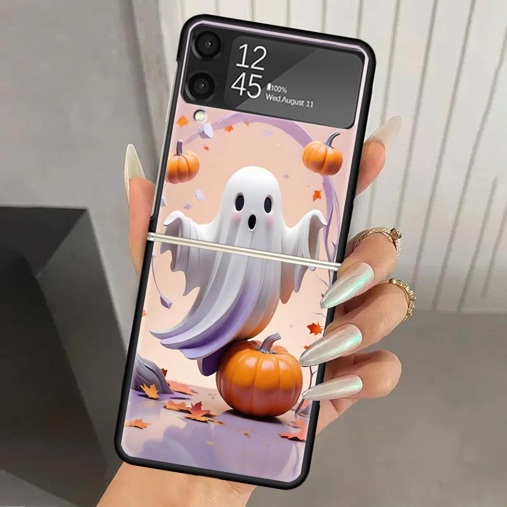 Cute Halloween Ghost Hard PC Back Phone Case for Samsung Galaxy ZFlip 7 6 5 Z Flip 4 ZFlip6 Z Flip7 5G ZFlip4 Flip3 Zflip5 Cover