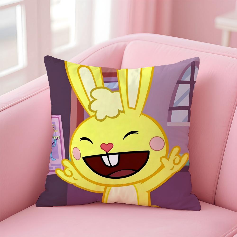 Cartoon Happy TTree Friends Cushion Cover Soft Plush Fabric DoubleSided Printed Decorative Sofa Cushion Cover Warm Winter Home