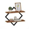 Retro Wall Mounted Shelves, Double Layer Rustic Wooden Storage Rack for Bathroom, Kitchen, Living Room Decor