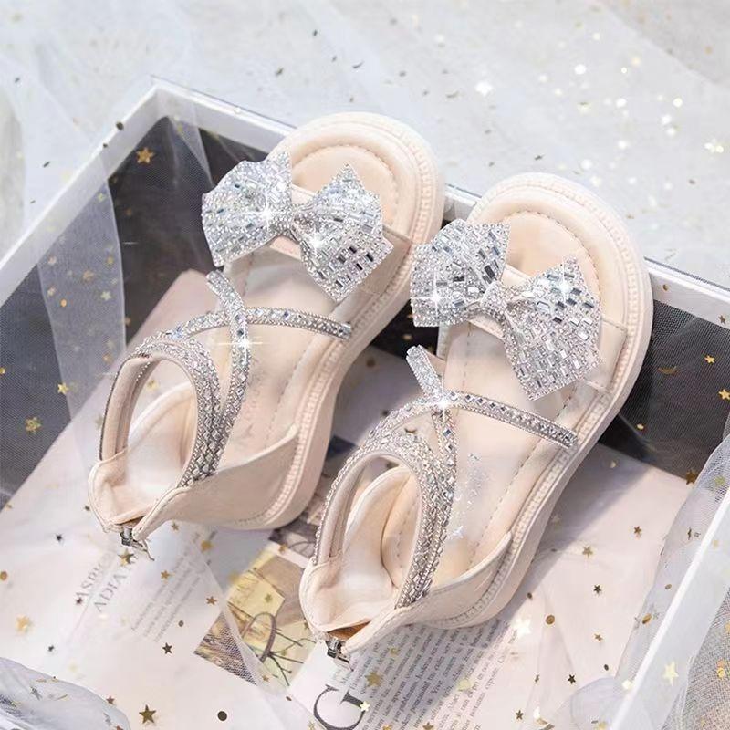 Sandali Estivi da Bambina, Scarpe Principessa con Strass per Neonati e Bambini Piccoli, Sandali Romani con Suola Morbida per Bambine Piccole e Grandi