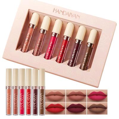 6Pcs/set Liquid Lipstick Matte Rose Lip Gloss Long-lasting Not Easy To Stain Cup Lip Glaze With Gift Box Lip Makeup