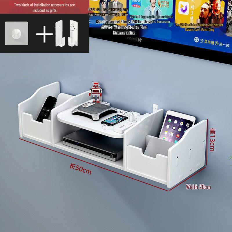 Wall-Mounted Wireless Router Shelf & Cable Organizer for Living Room