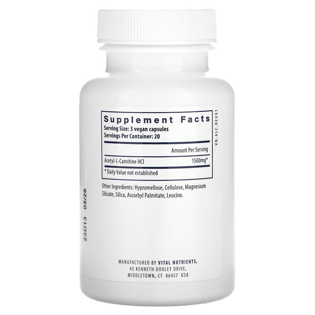 Acetyl-L-Carnitin, 500 mg, 60 Gemüsekapseln