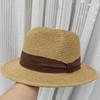 New Concave Top Panama Top Hat Sunscreen Sunshade Wide Brim Straw Hat Men's and Women's Travel Versatile Straw Jazz Hat Tide