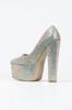 Women's Fashion Platinum Full Stone Classic Pointed Thick Heeled Pointed Platform Evening Dress Shoes For Party
